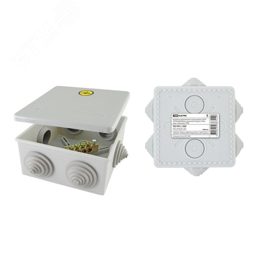 Изображение товара Коробка уравнивания потенциалов (КУП) ОП 85х85х40 мм шина 6х9 8 групп IP44 инд. штрихкод TDM (шт)