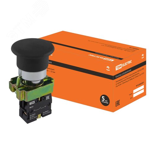 Изображение товара Кнопка BС21 ''Грибок'' без подсветки черный 1з (шт)