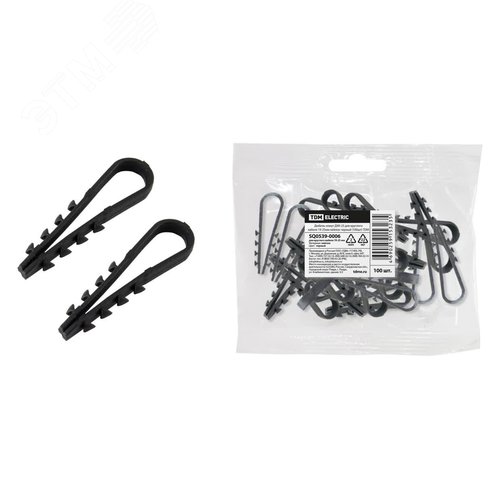 Изображение товара Дюбель-хомут ДХК-25 для круглого кабеля 19-25мм нейлон черный (100шт) (упак)