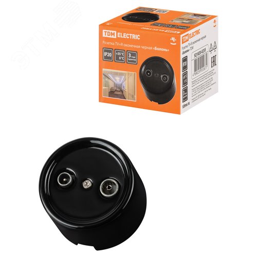 Изображение товара Розетка TV+R оконечная черная «Болонь» TDM (шт)