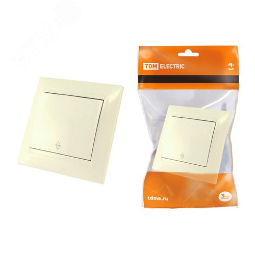 Изображение товара "Выключатель на 2 направления 1 кл. 10А сл. кость ""Лама"" TDM" (шт)