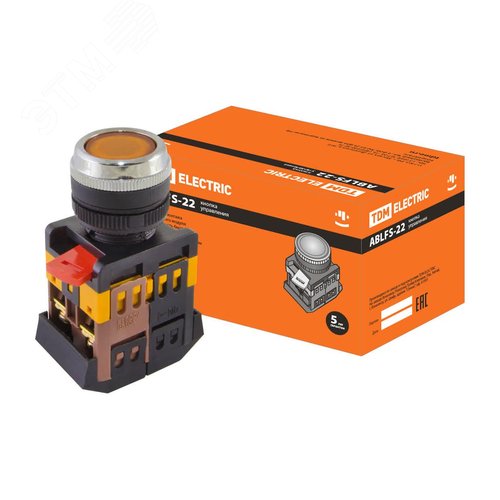 Изображение товара Кнопка ABLFS-22 желтый d22мм неон/230В 1з+1р (шт)