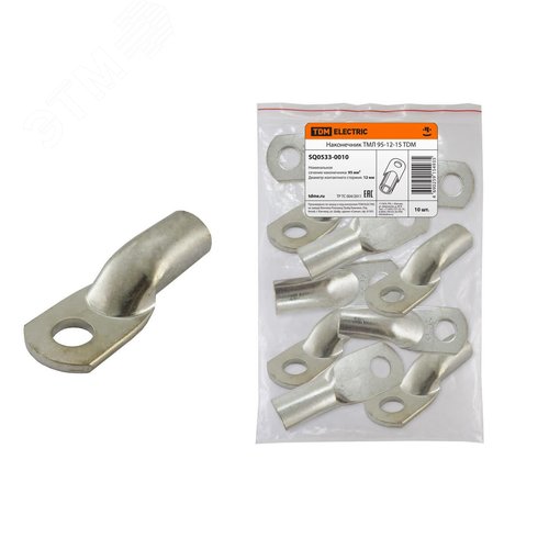 Изображение товара Наконечник кабельный медный луженый под опрессовку ТМЛ 95-12-15 ГОСТ 7386-80 (шт)