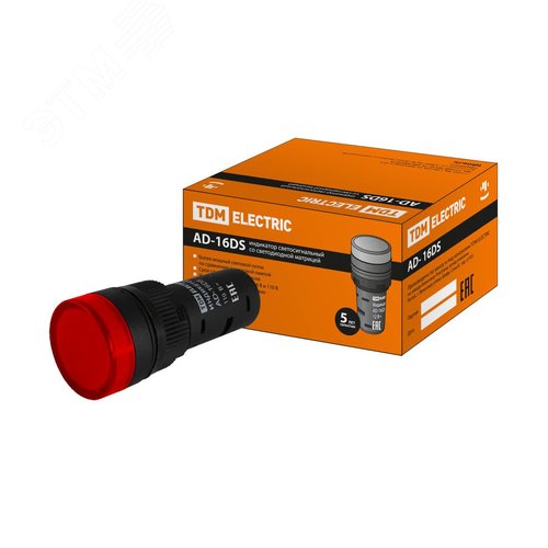 Изображение товара Лампа AD-16DS(LED)матрица d16мм красный 110В AC/DC (шт)