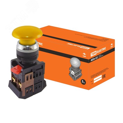 Изображение товара Кнопка AEА-22 ''Грибок'' желтый d22мм 1з+1р (шт)