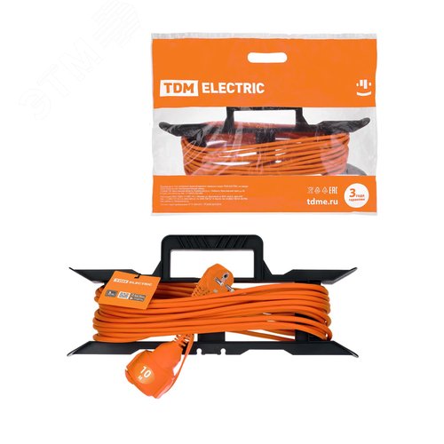 Изображение товара Удлинитель-шнур силовой на рамке УШз10 TDM (штепс. гнездо 10м ПВС 3х075) (шт)