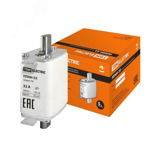 Изображение товара Плавкая вставка предохранителя ППНН-33, габарит 00, 32А (шт)