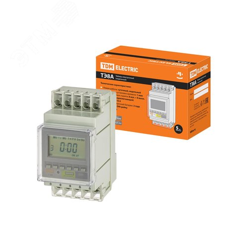 Изображение товара Таймер электронный на DIN-рейку ТЭ8A-1мин/7дн-8on/off-16А-DIN (шт)