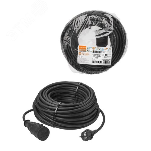 Изображение товара Удлинитель-шнур силовой каучук КГ IP44 штепс. гнездо с/з 4000 Вт 40 м Народный (шт)