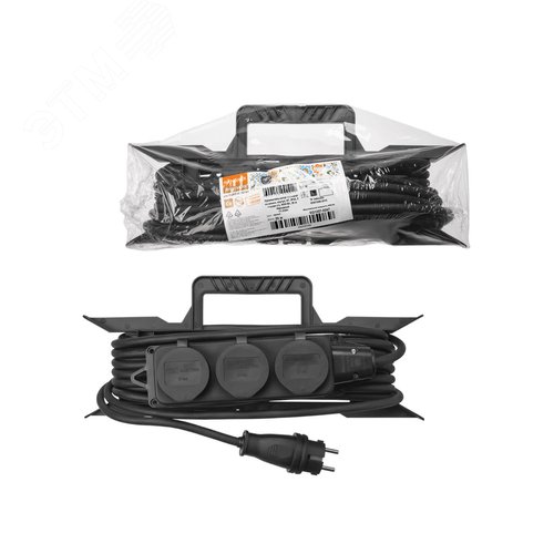 Изображение товара Удлинитель-шнур силовой на рамке каучук КГ IP44 3 гнезда с/з 4000 Вт 20 м Народный (шт)