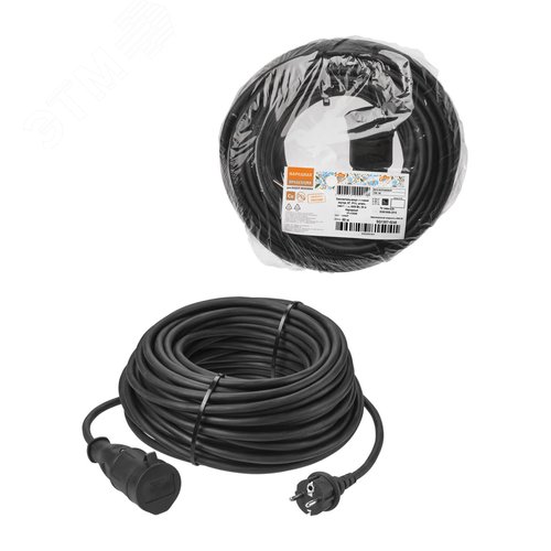 Изображение товара Удлинитель-шнур силовой каучук КГ IP44 штепс. гнездо с/з 4000 Вт 50 м Народный (шт)