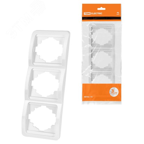 Изображение товара Рамка 3-ая вертикальная белая Валдай (шт)