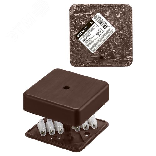 Изображение товара Коробка распаячная КР 75х75х20 ОП бук с клем. колодкой IP40 инд. штрихкод TDM (шт)