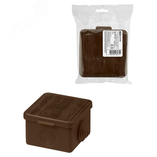 Изображение товара Распаячная коробка ОП 65х65х50мм, крышка, бук, IP54, 4вх. инд. штрихкод (шт)