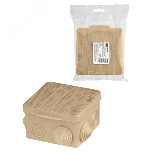 Изображение товара Распаячная коробка ОП 80х80х50мм, крышка, сосна, IP54, 7вх. инд. штрихкод (шт)