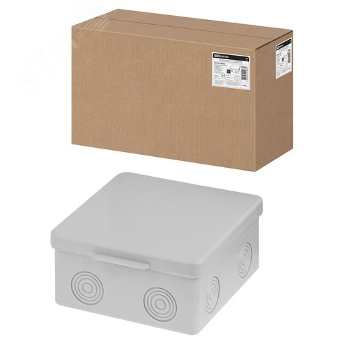 Изображение товара Распаячная коробка ОП 100х100х55мм, крышка, IP54, 8 входов, без гермовводов (шт)