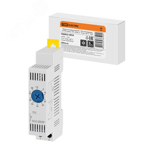 Изображение товара Термостат модульный ТМ-1 NO (охлаждение) на DIN-рейку, 10 А, 230 В, от -10 до +80 °C TDM (шт)