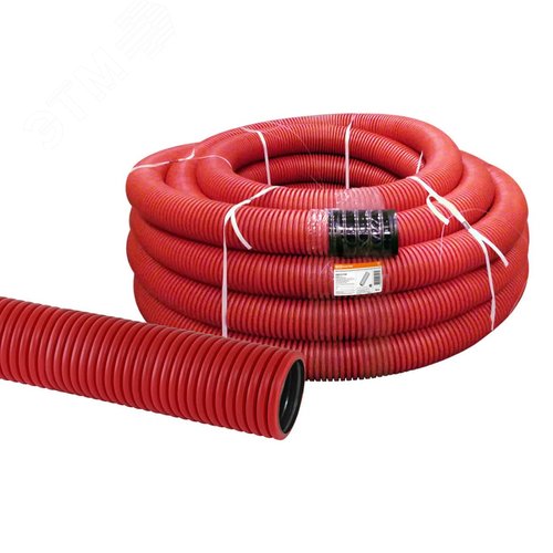 Изображение товара Труба гофрированная двустенная ПНД d 160 с зондом 50 муп красная TDM (м)