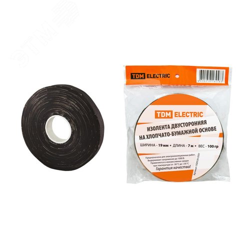 Изображение товара Изолента ХБ 19ммx7м двусторонняя (100 г)TDM (шт)