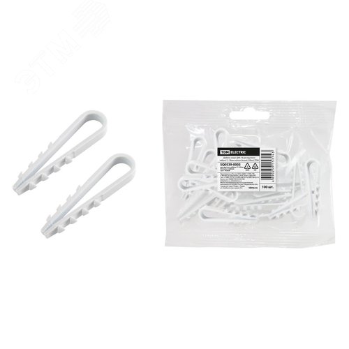 Изображение товара Дюбель-хомут ДХК-18 для круглого кабеля 11-18мм нейлон белый (100шт) (упак)