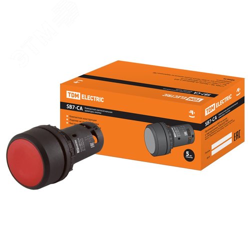 Изображение товара Кнопка с фиксацией SB7-CAL45 d22мм 1з+1р красная (шт)