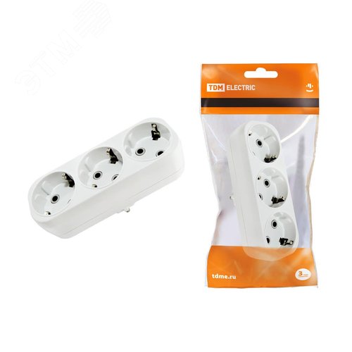 Изображение товара Блок на 3 гнезда 2П+З плоский 16А 250B (шт)