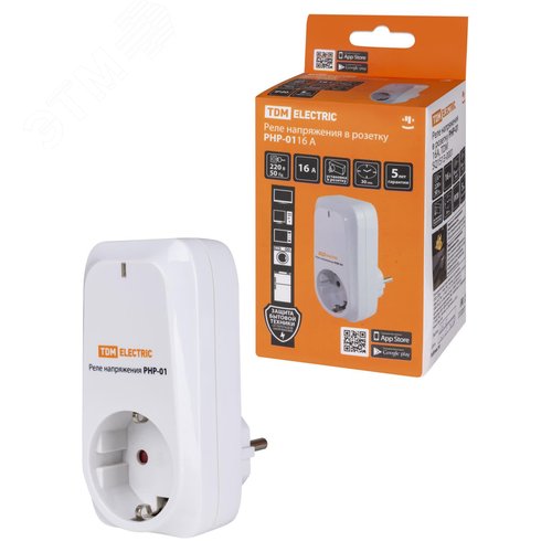 Изображение товара Реле напряжения в розетку РНР-01, 16А TDM (шт)