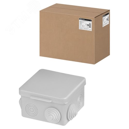 Изображение товара Распаячная коробка ОП для прямого монтажа 80х80х50 мм крышка IP54 7 вх. TDM (шт)