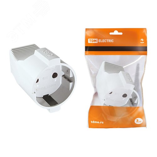 Изображение товара Кабельная розетка 2П без заземления с защитными шторками 10А 250B белая (шт)