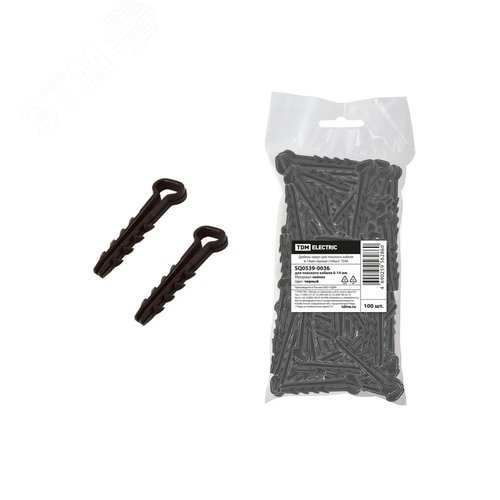 Изображение товара Дюбель-хомут для плоского кабеля 6-14мм черный (100шт) TDM (упак)