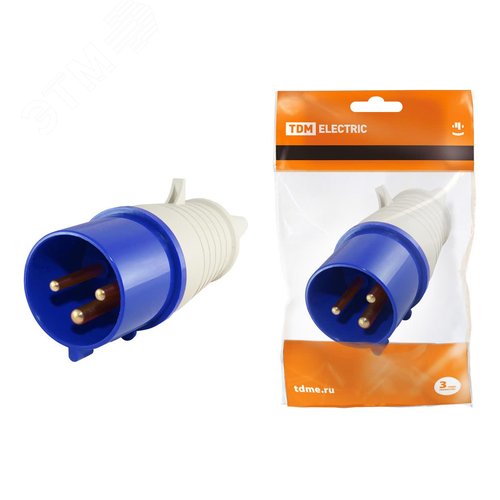 Изображение товара Вилка 013 2Р+РЕ 16А 220В IP44 TDM (шт)