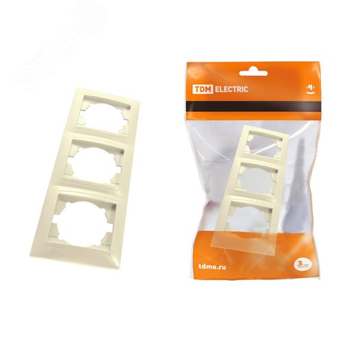 Изображение товара Рамка 3-х постовая горизонтальная сл. кость Лама TDM (шт)