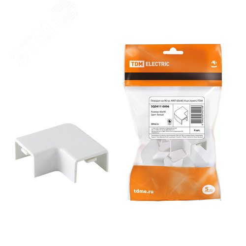 Изображение товара Поворот на 90 гр. КМП 60x40 (4 шт./комп.) TDM (шт)