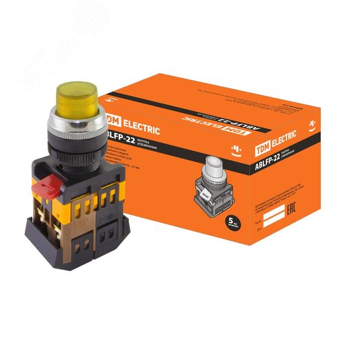 Изображение товара Кнопка ABLFP-22 желтый d22мм неон/230В 1з+1р (шт)