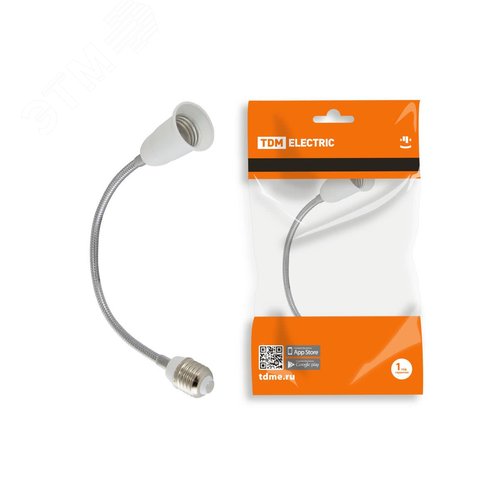 Изображение товара Переходник Е27 Е27 гибкий 300мм белый (шт)