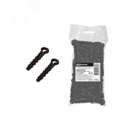 Изображение товара Дюбель-хомут для плоского кабеля 5-10мм черный (100шт) TDM (упак)