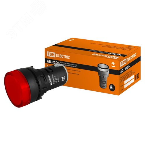 Изображение товара Лампа AD-22DS(LED)матрица d22мм красный 36В AC/DC (шт)