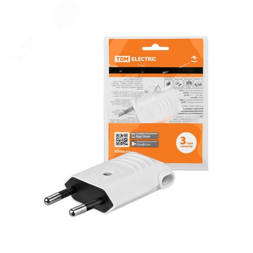 Изображение товара Вилка без заземления белая 10А 250В (евровилка CEE 7/16) угловой вывод проводника (шт)