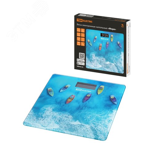 Изображение товара "Весы электронные напольные ""Море"", стекло, деление 0,01 кг, макс. 180 кг, 28х28 см" (шт)