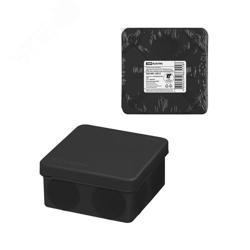 Изображение товара Распаячная коробка двухкомпонентная ОП 80х80х40 мм IP66 8 вх. черная инд. штрихкод TDM (упак)