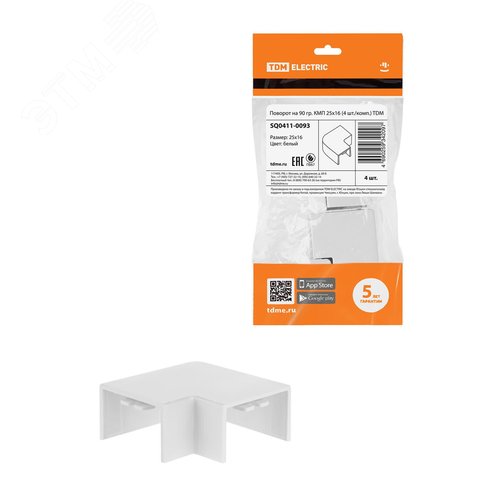 Изображение товара Поворот на 90 гр. КМП 25х16 (4 шт./комп.) TDM (шт)