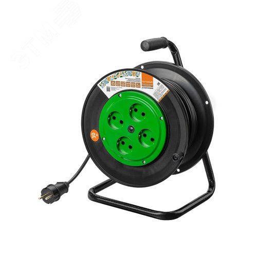 Изображение товара Удлинитель на катушке силовой народный 4 гнезда ПВС 4000 Вт б/з 30м (шт)