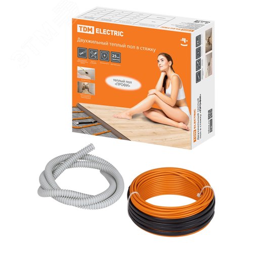 Изображение товара "Теплый пол в стяжку двухжильный ""ПРОФИ"", 105 м, 2100 Вт, S укладки 14-20 м?, TDM" (шт)