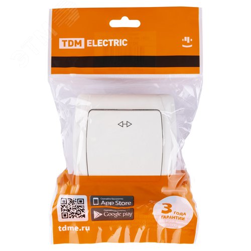 Изображение товара "Перекрестный выключатель 1-кл. 10А белый ""Онега"" TDM" (шт)