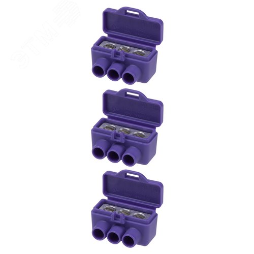 Клемма винтовая изолированная КВИ-3 для Al и Cu проводов (6,0мм2) фиолетовая TDM - фото 1