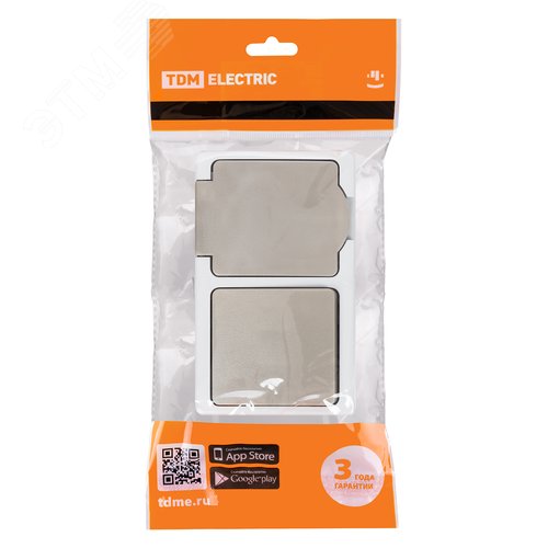 Изображение товара "Блок (горизонтальный) выключатель 1-кл. + розетка 2П+З с з/ш БКВР IP54 серый ""Вуокса"" TDM" (шт)