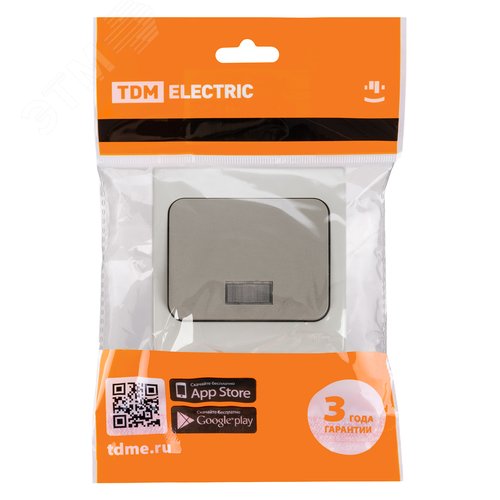 Изображение товара "Выключатель 1-кл. с подсветкой скрытой установки IP54 10А серый ""Вуокса"" TDM" (шт)