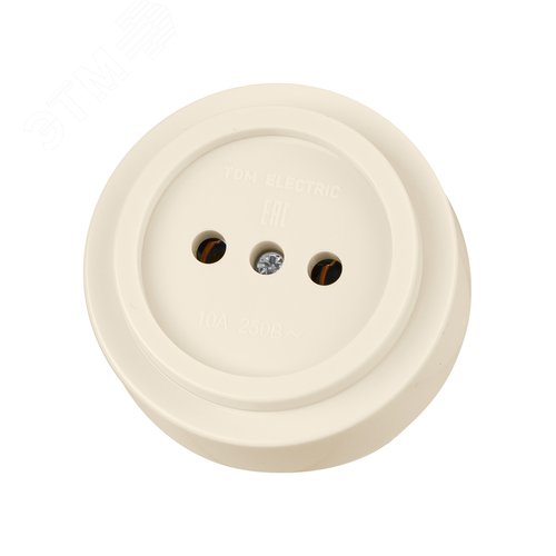 Изображение товара "Розетка 2П открытой установки IP20 10А сл. кость ""Ретро"" TDM" (упак)