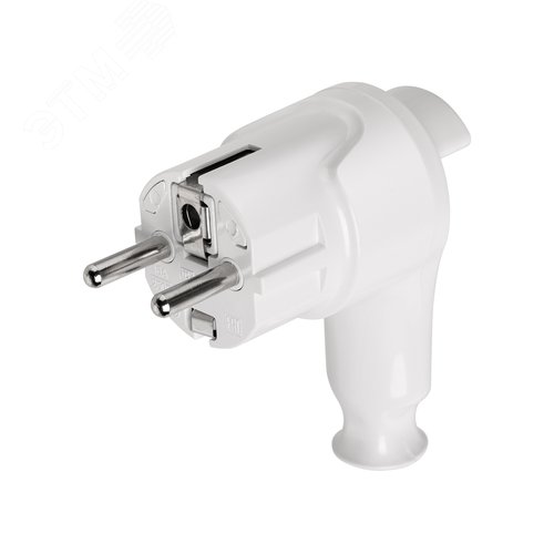 Изображение товара Вилка угловая c/з белая с кнопкой извлечения из сети 16А 250В TDM (шт)