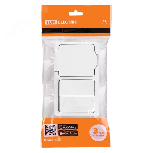 Изображение товара "Блок (горизонтальный) выключатель 2-кл. + розетка 2П+З с з/ш БКВР IP54 белый ""Вуокса"" TDM" (шт)